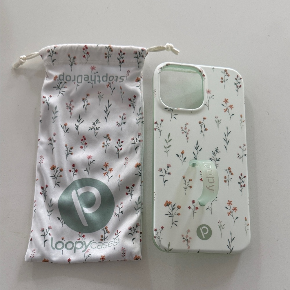 Loopy Case Floral Design Phone Case - White and Green
